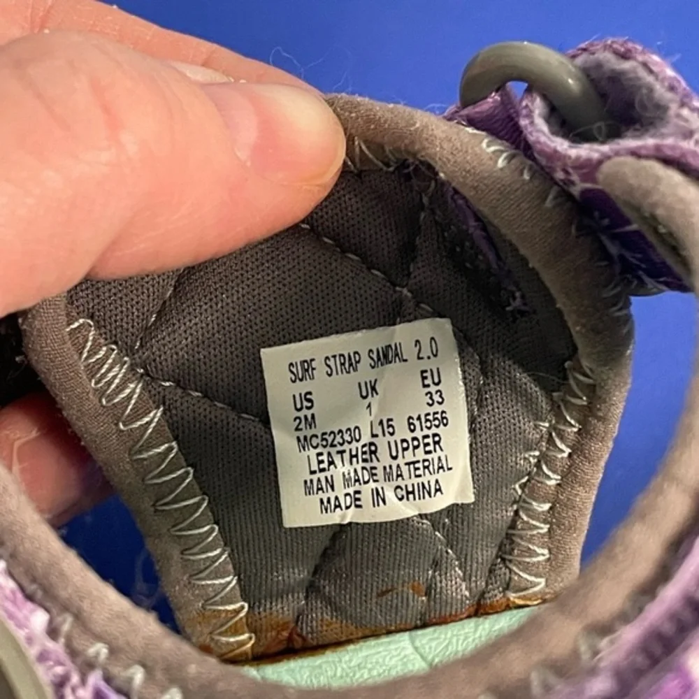 Girls Merrell Surf‎ Strap Sport Sandal Grey & Purple Youth Size 2M